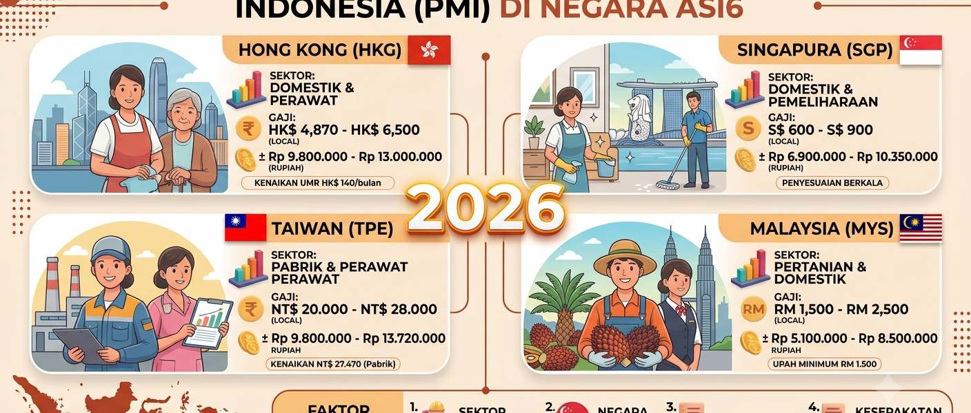 Berapa Gaji TKI di Hongkong, Taiwan, Singapura, dan Malaysia Tahun 2026?